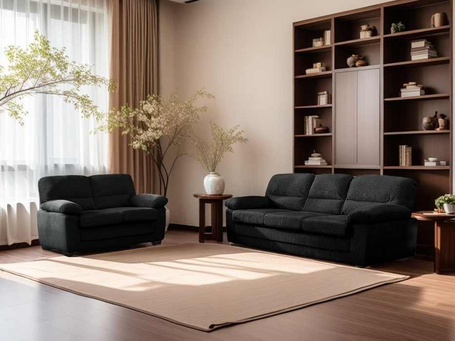 Paranto Black Living Room Set ( Sofa & Loveseat)