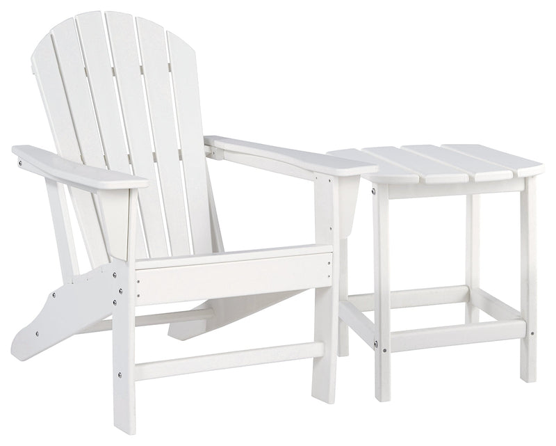 Sundown Treasure White Adirondack Chair with End Table from Ashley - Lara Furniture