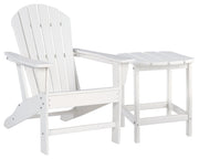 Sundown Treasure White Adirondack Chair with End Table from Ashley - Lara Furniture