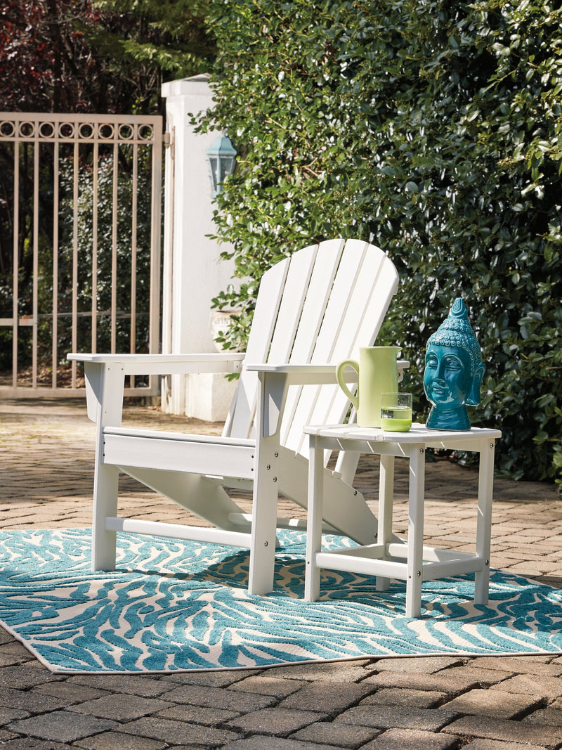 Sundown Treasure White Adirondack Chair with End Table from Ashley - Lara Furniture