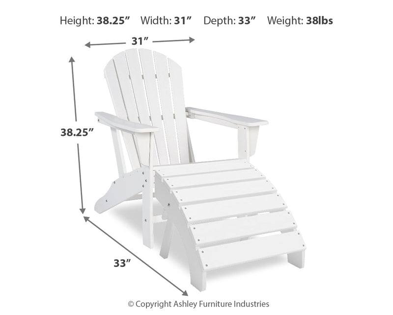 Sundown Treasure White Adirondack Chair with End Table from Ashley - Lara Furniture