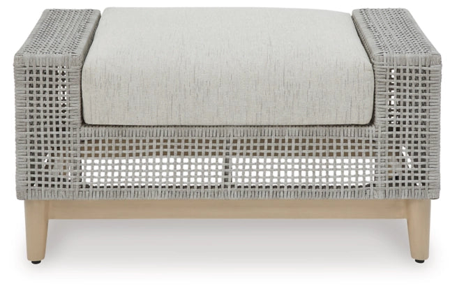 Seton Creek Gray Outdoor Ottoman with Cushion