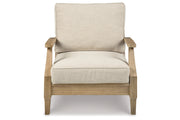 Clare View Beige Outdoor Sofa, Loveseat and Lounge Chair -  Ashley - Lara Furniture