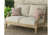 Clare View Beige Outdoor Sofa, Loveseat and Lounge Chair -  Ashley - Lara Furniture