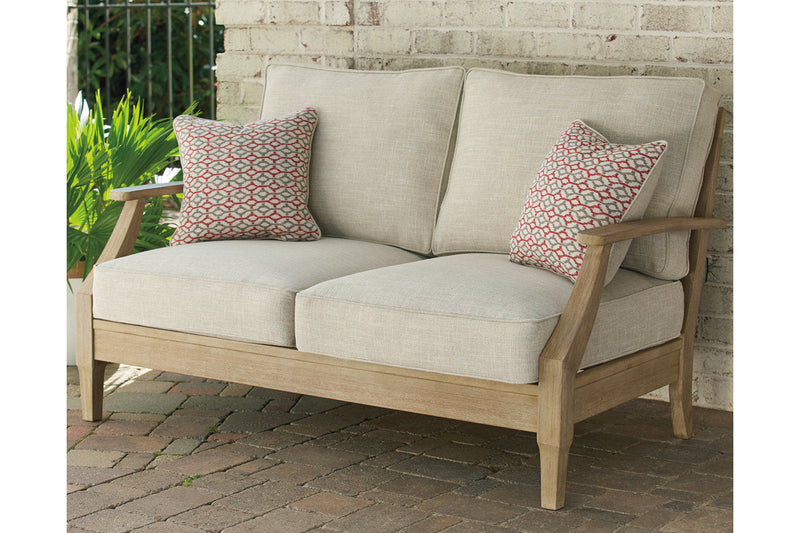 Clare View Beige Outdoor Sofa, Loveseat and Lounge Chair -  Ashley - Lara Furniture