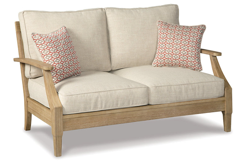 Clare View Beige Outdoor Loveseat and 4 Lounge Chairs -  Ashley - Lara Furniture