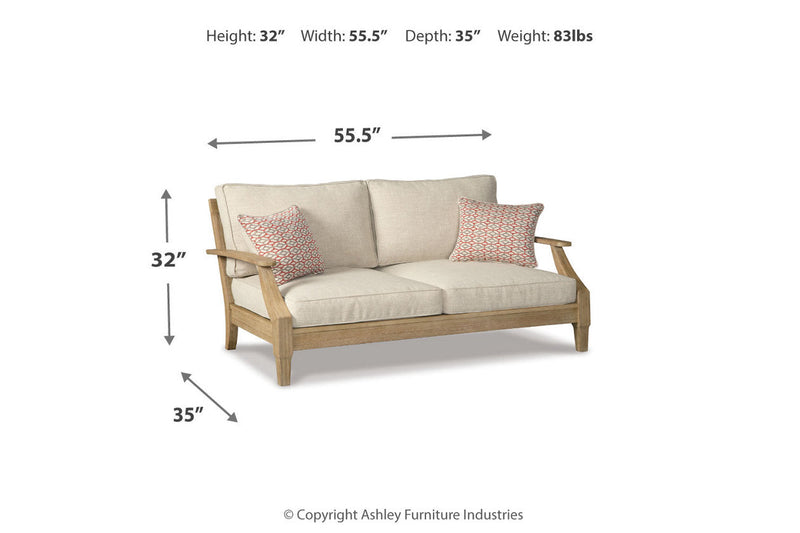 Clare View Beige Outdoor Loveseat and 4 Lounge Chairs -  Ashley - Lara Furniture