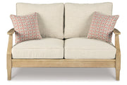 Clare View Beige Outdoor Sofa, Loveseat and Lounge Chair -  Ashley - Lara Furniture