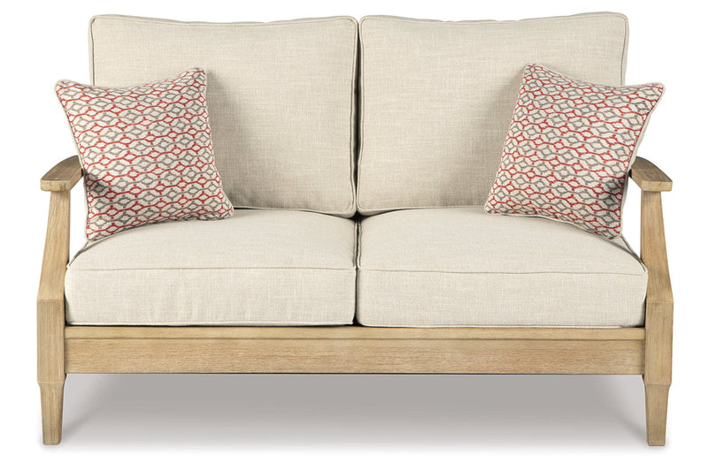 Clare View Beige Outdoor Sofa, Loveseat and Lounge Chair -  Ashley - Lara Furniture