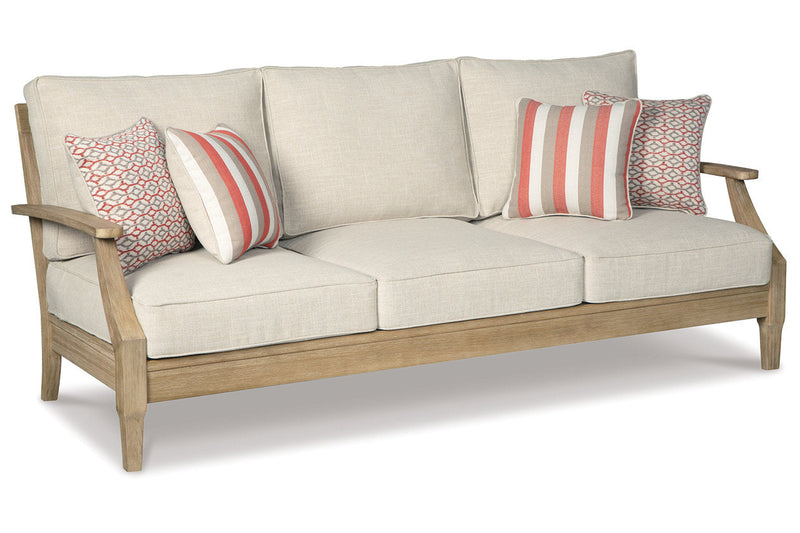 Clare View Beige Outdoor Sofa, Loveseat and Lounge Chair -  Ashley - Lara Furniture