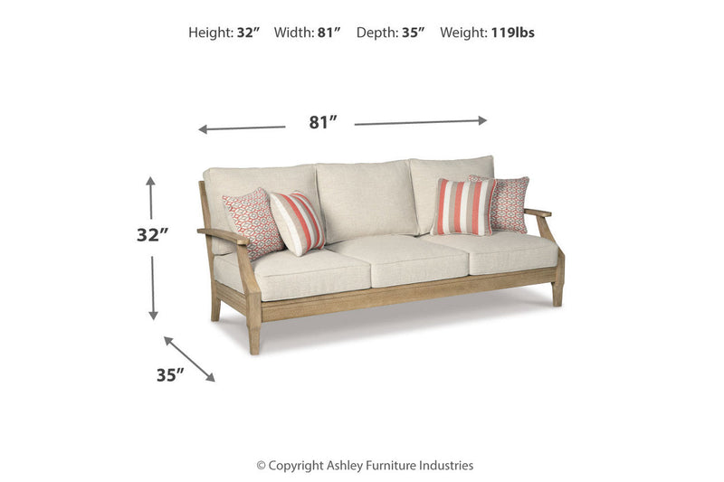 Clare View Beige Outdoor Sofa, Loveseat and Lounge Chair -  Ashley - Lara Furniture