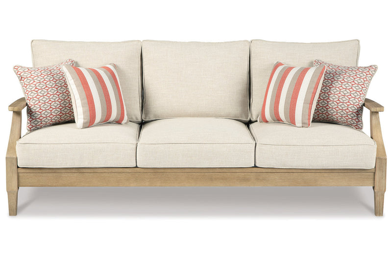Clare View Beige Outdoor Sofa, Loveseat and Lounge Chair -  Ashley - Lara Furniture