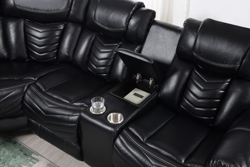 Zenith 3 Piece Black Power Reclining Sectional
