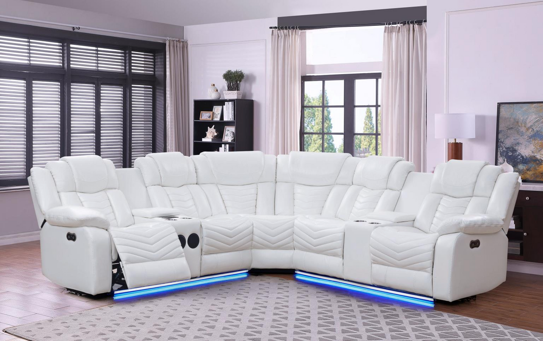Zenith 3 Piece White Power Reclining Sectional