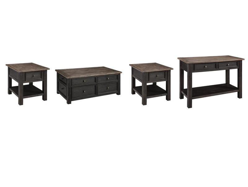 Tyler Creek Grayish Brown/Black Coffee Table and 2 End Tables with Console -  Ashley - Lara Furniture