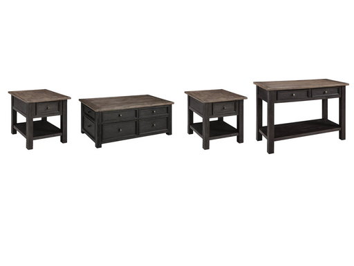 Tyler Creek Grayish Brown/Black Coffee Table and 2 End Tables with Console -  Ashley - Lara Furniture