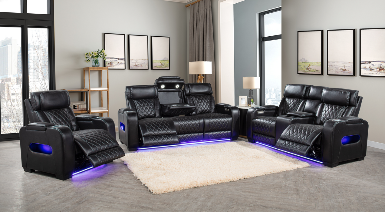 Polax Black Power Recliner Living Room Set