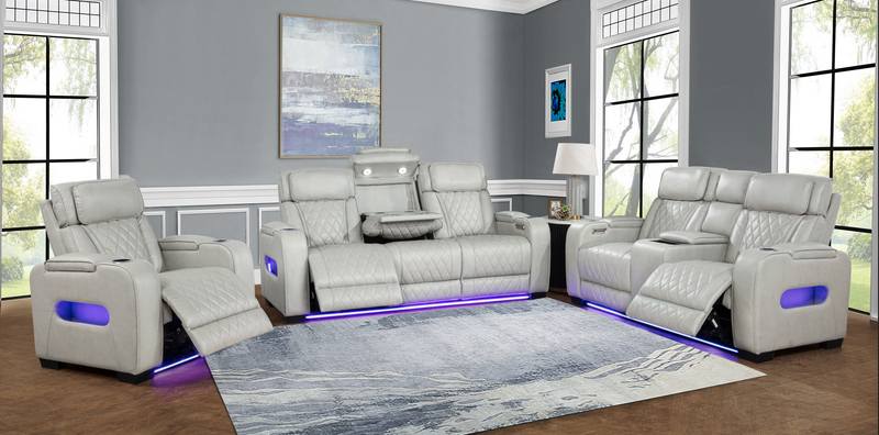 Polax Gray Power Recliner Living Room Set