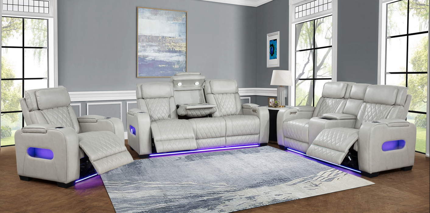 Polax Gray Power Recliner Living Room Set