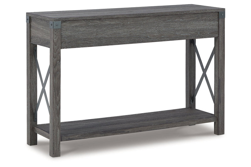 Freedan Grayish Brown Lift-top Coffee Table, 2 End Tables and Console -  Ashley - Lara Furniture