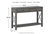 Freedan Grayish Brown Lift-top Coffee Table, 2 End Tables and Console -  Ashley - Lara Furniture