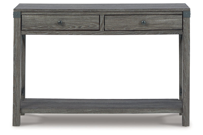 Freedan Grayish Brown Lift-top Coffee Table, 2 End Tables and Console -  Ashley - Lara Furniture