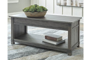Freedan Grayish Brown Lift-top Coffee Table, 2 End Tables and Console -  Ashley - Lara Furniture