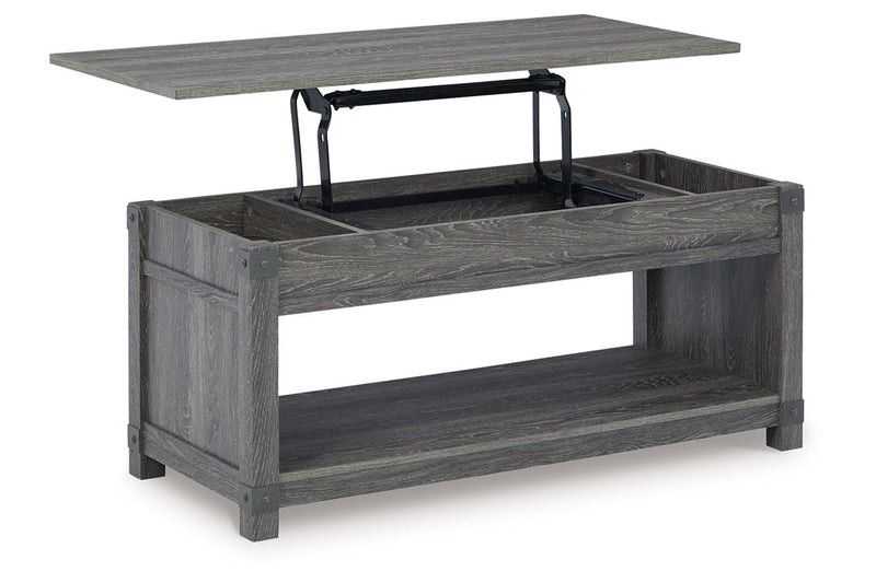Freedan Grayish Brown Lift-top Coffee Table, 2 End Tables and Console -  Ashley - Lara Furniture