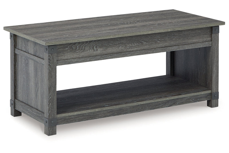 Freedan Grayish Brown Lift-top Coffee Table, 2 End Tables and Console -  Ashley - Lara Furniture