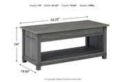 Freedan Grayish Brown Lift-top Coffee Table, 2 End Tables and Console -  Ashley - Lara Furniture