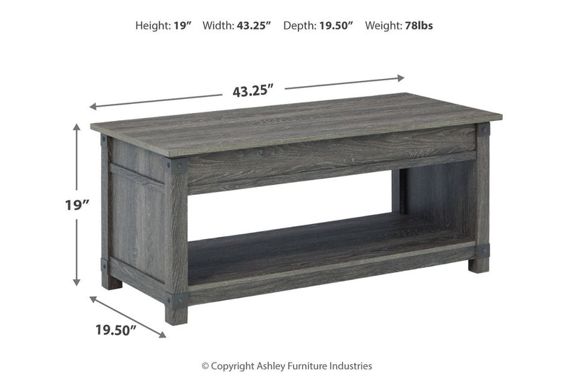 Freedan Grayish Brown Lift-top Coffee Table, 2 End Tables and Console -  Ashley - Lara Furniture