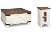 Wystfield White/Brown Coffee Table and Chairside End Table -  Ashley - Lara Furniture