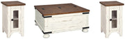 Wystfield White/Brown Coffee Table with 2 End Tables from Ashley - Lara Furniture