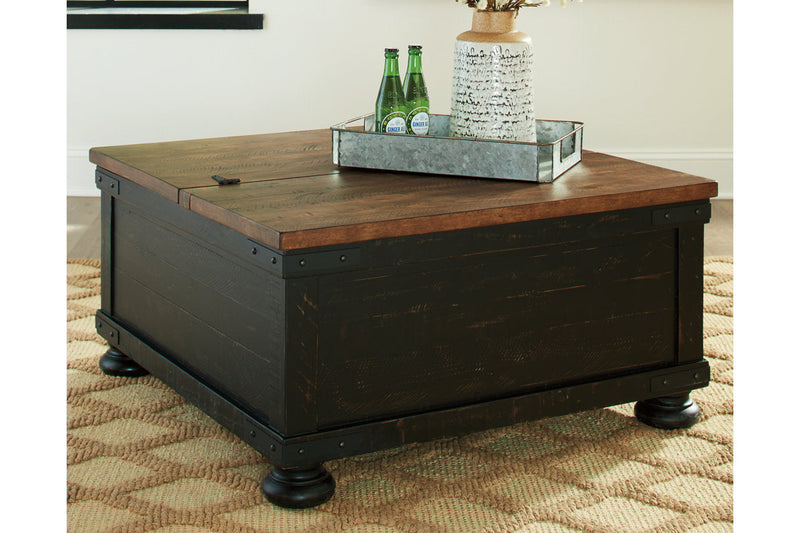 Valebeck Black/Brown Coffee Table and 2 Chairside End Tables -  Ashley - Lara Furniture