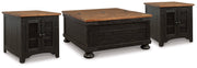 Valebeck Coffee Table with 2 End Tables in Black/Brown from Ashley - Lara Furniture