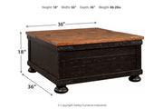 Valebeck Black/Brown Coffee Table and 2 Chairside End Tables -  Ashley - Lara Furniture