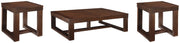 Watson Coffee Table with 2 End Tables in Dark Brown from Ashley - Lara Furniture