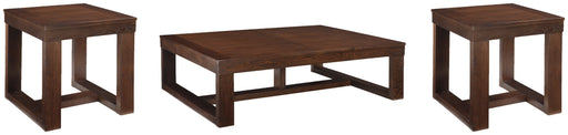 Watson Coffee Table with 2 End Tables in Dark Brown from Ashley - Lara Furniture