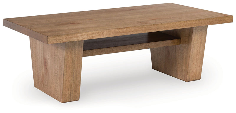 Kristiland Coffee Table with 2 End Tables in Light Brown from Ashley - Lara Furniture