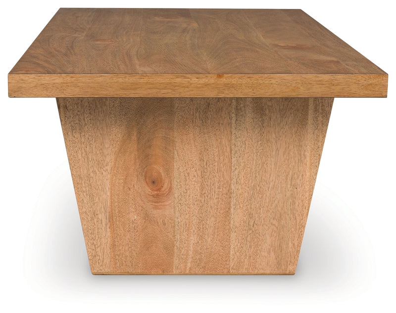 Kristiland Coffee Table with 2 End Tables in Light Brown from Ashley - Lara Furniture