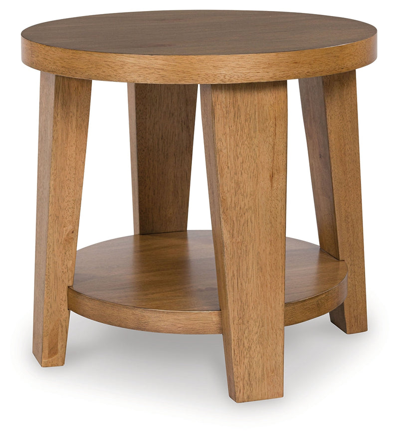 Kristiland Coffee Table with 2 End Tables in Light Brown from Ashley - Lara Furniture