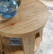 Kristiland Coffee Table with 2 End Tables in Light Brown from Ashley - Lara Furniture