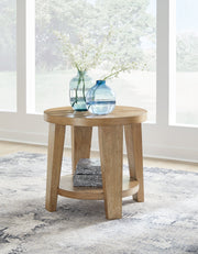 Kristiland Coffee Table with 2 End Tables in Light Brown from Ashley - Lara Furniture