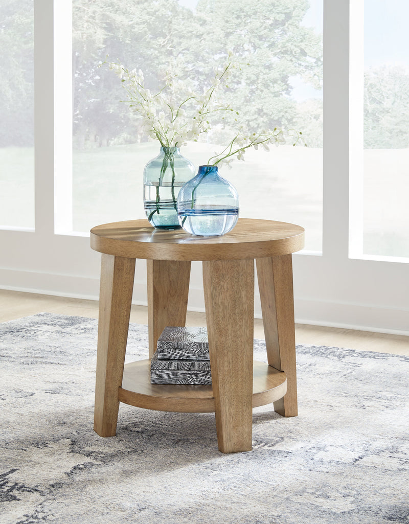 Kristiland Coffee Table with 2 End Tables in Light Brown from Ashley - Lara Furniture