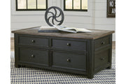 Tyler Creek Grayish Brown/Black Coffee Table and 2 Chairside End Tables -  Ashley - Lara Furniture