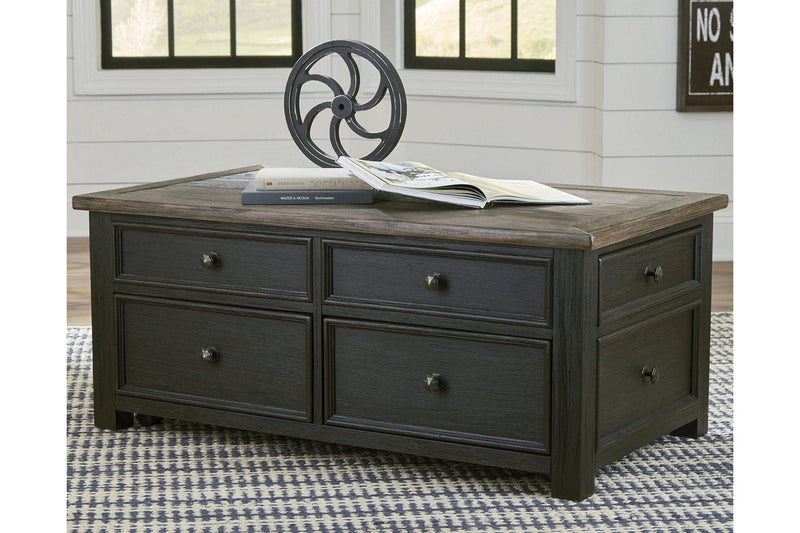 Tyler Creek Grayish Brown/Black Coffee Table and 2 Chairside End Tables -  Ashley - Lara Furniture