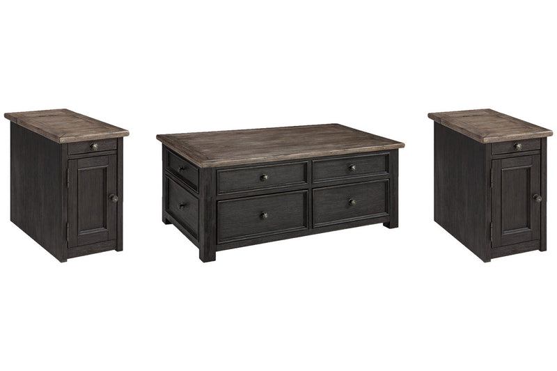 Tyler Creek Grayish Brown/Black Coffee Table and 2 Chairside End Tables -  Ashley - Lara Furniture