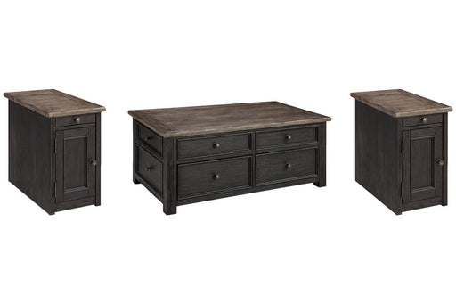 Tyler Creek Grayish Brown/Black Coffee Table and 2 Chairside End Tables -  Ashley - Lara Furniture