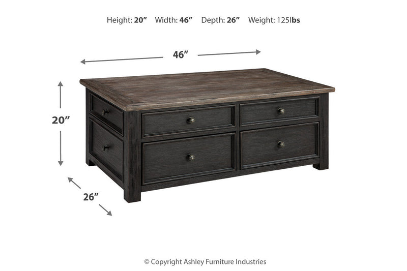 Tyler Creek Grayish Brown/Black Coffee Table and 2 Chairside End Tables -  Ashley - Lara Furniture