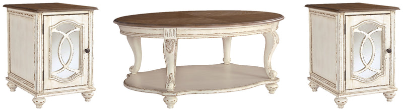 Realyn White/Brown Coffee Table with 2 End Tables from Ashley - Lara Furniture